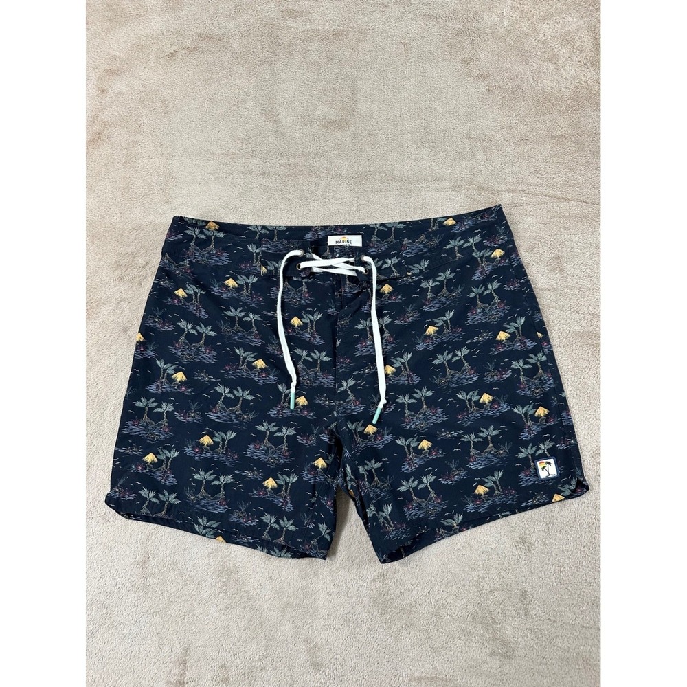 Marine Layer Coronado Board Shorts 9" Mens Size 36 Beachy Palm Print Beachy EUC